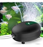AQQA Aquarium Air Pump Whisper Adjustable Aerator Pump Fish Tank Air Pump Dual Outlets Oxygen Pum...