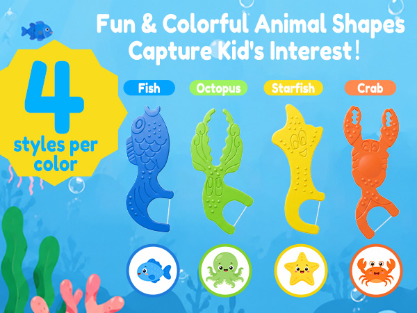 Marine Animal-Shaped Baby Floss 4 Colors