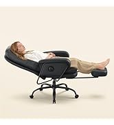FLEXISPOT Luno 2-in-1 Chaise Lounge Chair Indoor with Wheels Footrest 90-165° Reclining Lumbar Su...