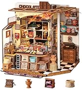 Rolife DIY Miniature House Kit Henry's Chocolate Shop 1:18 Scale Dollhouse Diorama, Tiny House Bu...