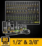 BOEN Pro 80-Pieces 1/2" &amp; 3/8" Drive Master Impact Socket Set, 6 Point Metric Deep &amp; Shallow Sock...