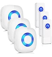 Wireless Doorbell, PHYSEN Waterproof Door bell Chime Kit Operating at 1300-ft Range 58 Adjustable...