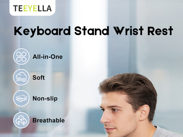 TEEYELLA Wrist Rest with Keyboard Stand, Ergonomic Keyboard Wrist Rest with Pens Storage