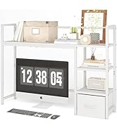 Desk Shelf with Drawer, 41.3" Desktop Organizer Shelf, Desk Hutch for Computer Monitor Max 32", 3...