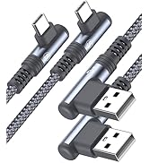 Right Angle USB C Cable [2-Pack, 3.3FT+3.3FT], 90 Degree iPhone 15 Charger Nylon Braided Cord for...