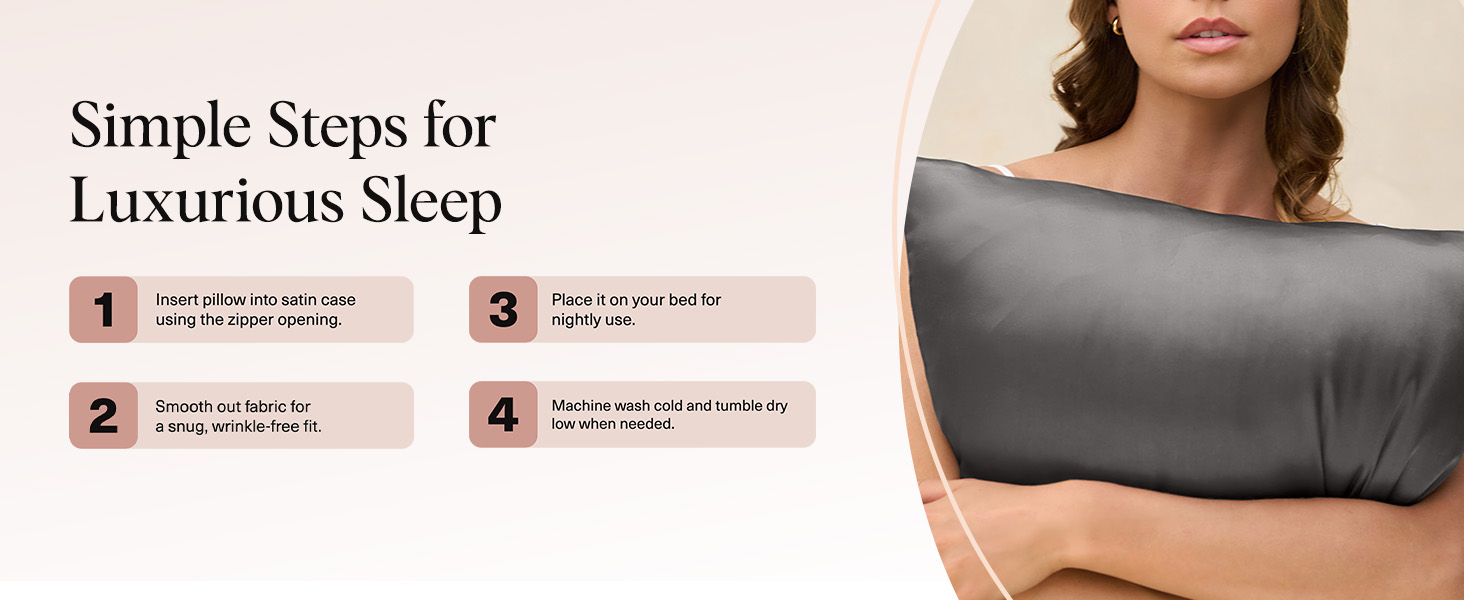 Kitsch Satin Pillowcase Standard Charcoal 2pcs