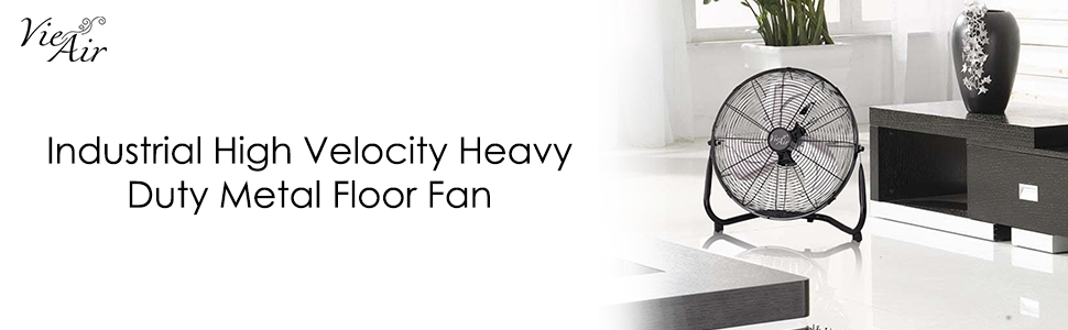 Vie Air Industrial High Velocity Tilting 3 Speed Heavy Duty Metal Floor Fan