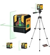 PREXISO Laser Level with Tripod, 100Ft Dual Modules Self Leveling Cross Line Laser Level, Green L...