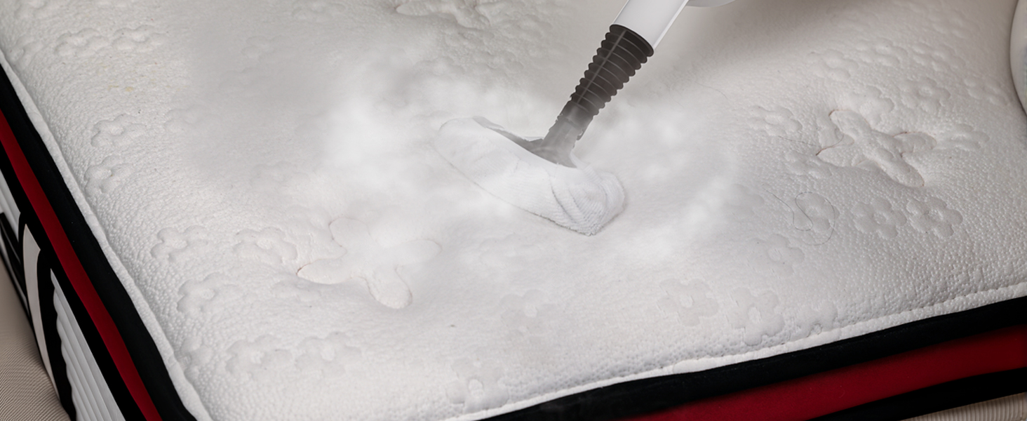 steam mop cleaning mattress in bedroom
