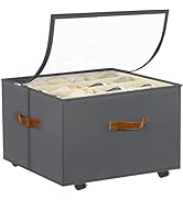 Foyego Shoe Organizer for Closet, Shoe Storage Organizer with Wheels and Adjustable Dividers, Sta...