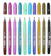 Maikedepot Felt Tip Pen, 10pcs Sign Brush Pens Assorted Colors Brush Tip Pens Water Based Journal...