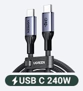 UGREEN USB-IF Certified USB-C to USB-C Cable 240W, PD3.1 Fast Charging Cable for MacBook Pro/Air,...