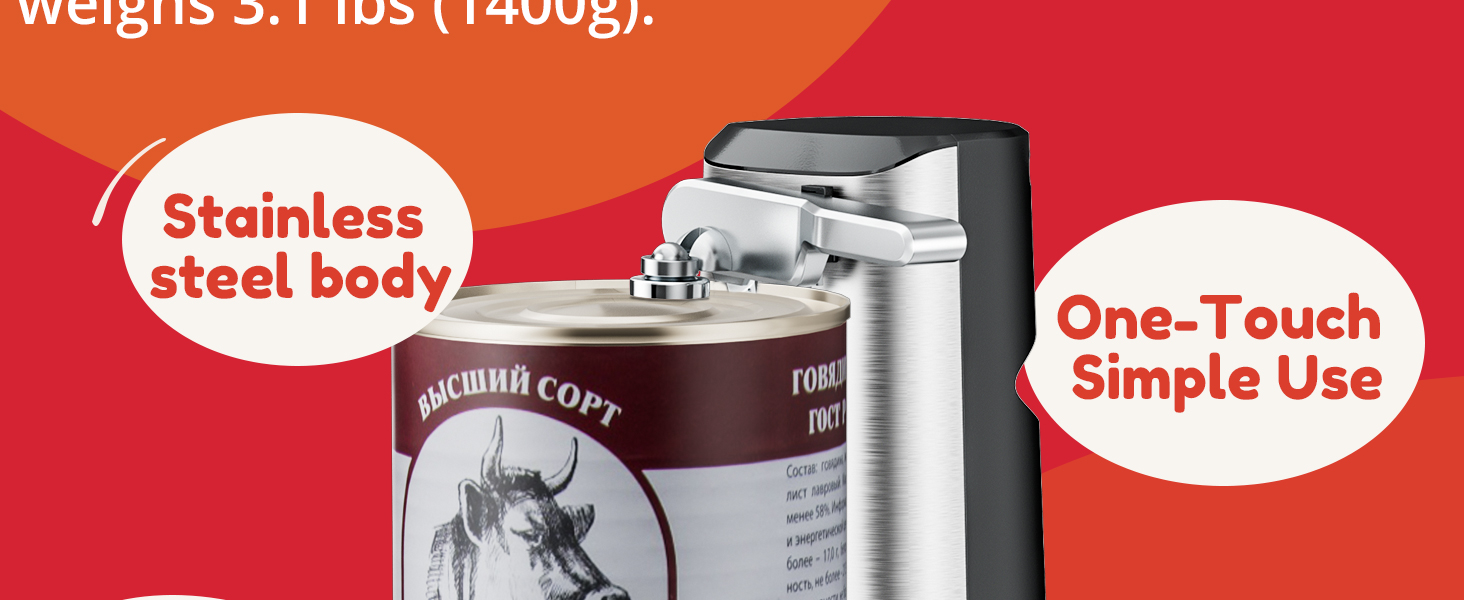 NK-0683 Davivy electric can opener, stainless steel body, one-touch auto design for large tall cans