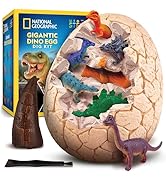 National Geographic Jumbo Dinosaur Egg Dig Kit - Dig Out 12 Dino Figures &amp; Replica T. Rex Tooth f...