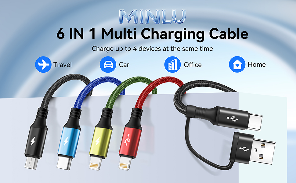 6 in 1 multi charging cable multi chargers for all devices usb c to multi charging cord usb port