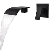 KAPHOME Matte Black Waterfall Faucet Wall Mount,Brass Bathroom Waterfall Tub Faucet,Wall Mounted ...