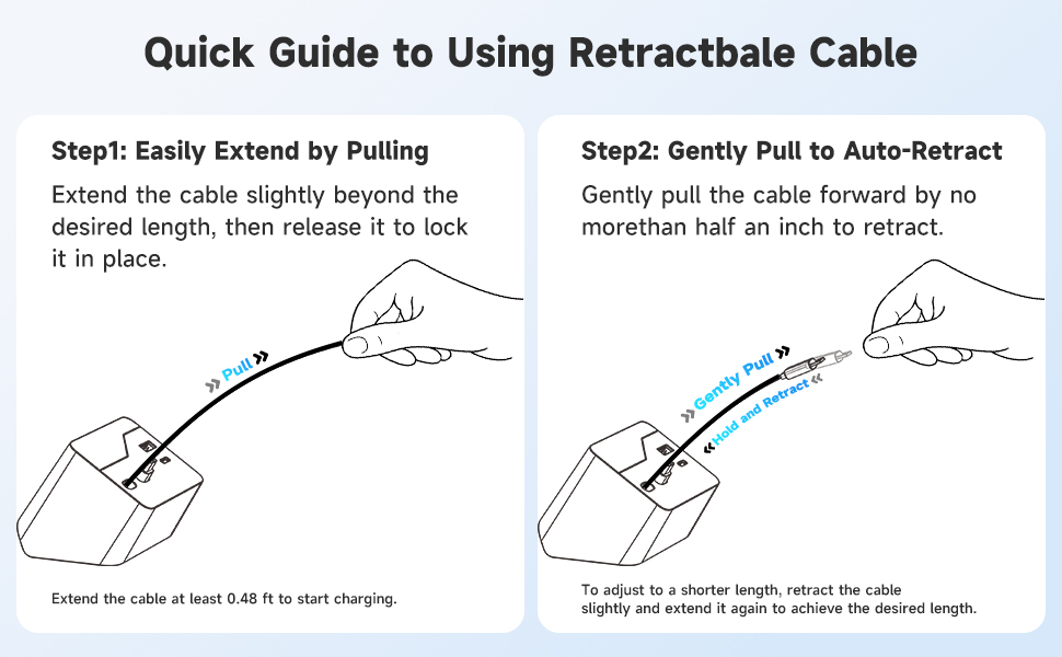 Retractable charger station with usbc