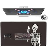 Colorful Star Leather Desk Pad, Black Human Skeleton Large Mouse Pad for Desk Gaming, Waterproof ...