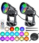 LiangJJ 2 Pack Led Spot Lights Indoor Christmas 12W RGBW Uplighting Indoor 120V 16 Color Changing...
