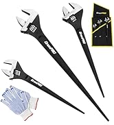 GRENPRO 4-Piece Adjustable Spud Wrench Set with Gloves, 10" 12" 16" Large Crescent Plumbers Wrenc...