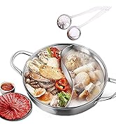 Hot Pot Shabu Shabu Cooker with Dividers Electric Yuan Yang Hotpot Stainless Steel Cooking Saucep...