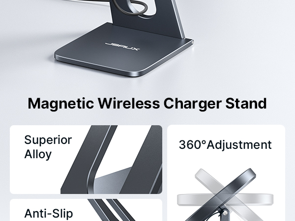 JSAUX Magnetic Wireless Charger Stand Compatible with MagSafe Charger