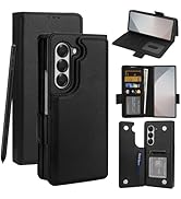 Vofolen for Samsung Galaxy Z Fold 6 Case with Card Holder &amp; S Pen Holder, PU Leather Flip Case wi...
