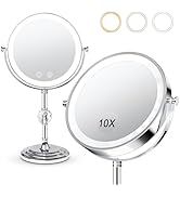 Fursourige Lighted Makeup Mirror,4000mAh Rechargeable Double Sided Magnifying Mirror 1x/10x with ...