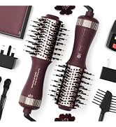 Travel Dual Voltage Hair Dryer Brush 4-in-1 Portable Mini Hot Air Blow Dryer Straightener &amp; Curle...