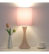 Seaside village Pink Touch Lamp, 3 Way Touch Control Desk Lamp, Bedside Dimmable Lamp Decorative ...