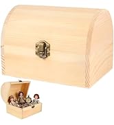 DOITOOL Unfinished Wooden Box with Hinged Lid Unpainted Wooden Jewelry Box Treasure Boxes DIY Cra...