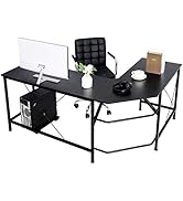 SUPER DEAL L-Shape Corner Computer Desk with CPU Stand Storage Shelf PC Study Table Workstation G...