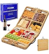 Travel Charcuterie Boards, Cheese Board Folding Outdoor Picnic Cheese Tray Set with Knife Cutting...