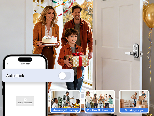 Disable auto-lock to enable passage mode during parties or moving
