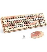 Atelus Wireless Keyboard and Mouse, 2.4Ghz USB Retro Full Size Typewriter Keyboard and Sport Car ...