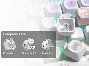 Cute PBT Keycaps Set,Kawai Keycaps MOA Profile,Colored Creamy Keycap