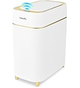 Pukomc 2.3 Gallon / 9L Automatic Adsorption Sensor Trash Can, White Gold Motion Sensor Garbage Bi...