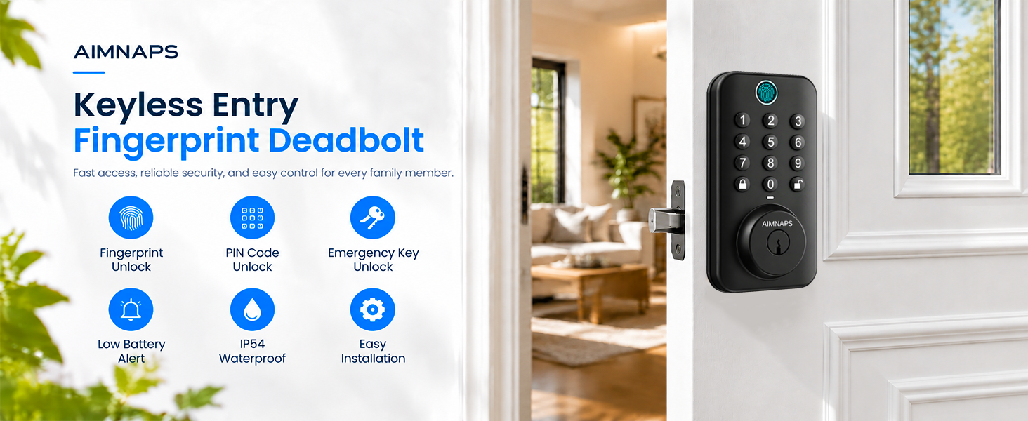 keyless entry door lock with fingerprint deadbolt for exterior doors