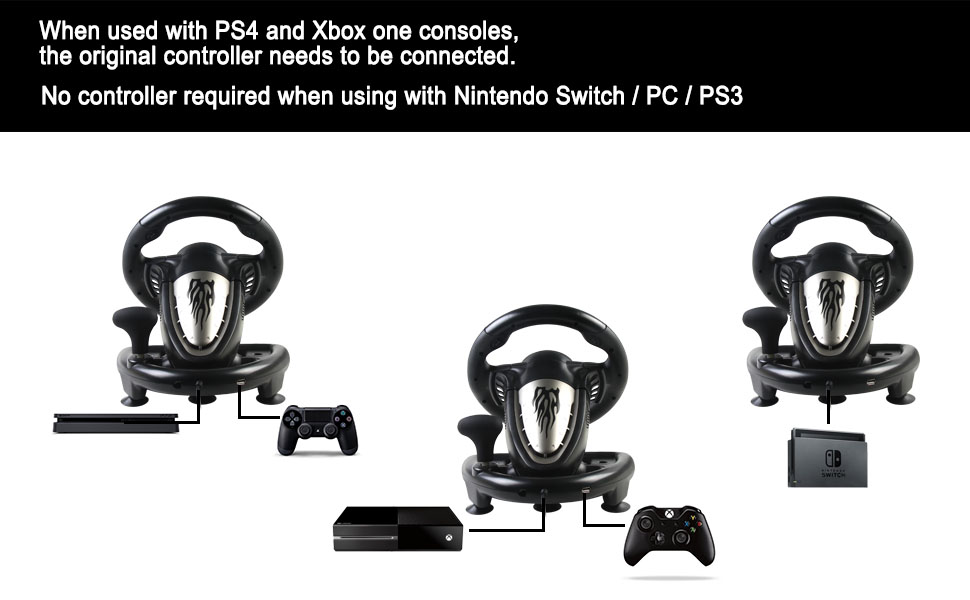 PXN V3II PRO Gaming Steering Wheel for PC, PS3, PS4, Nintendo Switch, Xbox One, Xbox Series X/S