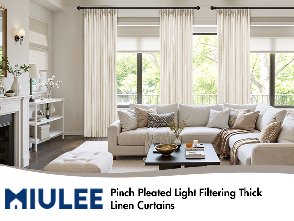 pleated curtains 4 panels