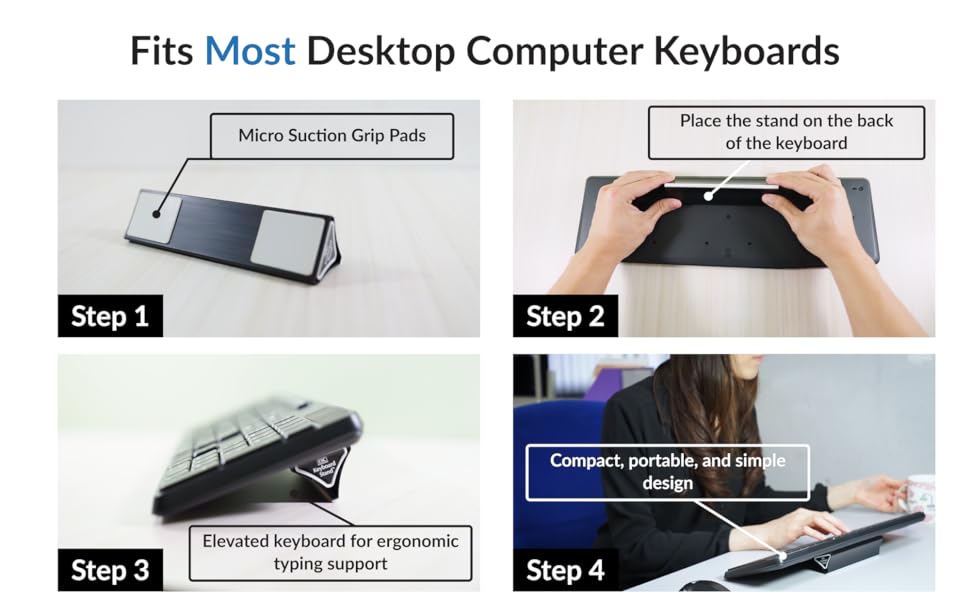 ESC keyboard stand fits most desktop computer keyboards