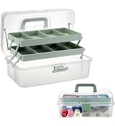 BTSKY 3-Layer Clear Plastic Dividing Storage Box Craft Organizer and Storage with Adjustable Spac...