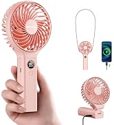 SWEETFULL Handheld Portable Fan, 5000mAh Rechargeable Battery, 6 Speed Wind, LED Digital Display,...