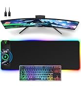Wireless Charging Mouse Pad, 31.5"x11.81" XL Gaming Mousepad with 11 RGB Colors &amp; 5 Lighting Mode...