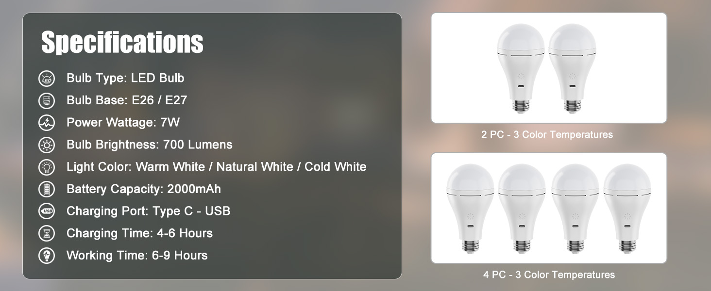 Brightown Rechargeable Light Bulb with Remote