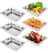 QTLCOHD 6 Pack Half Size Hotel Pans, 1/2 Inch 2.5 Inch Deep Stainless Steel Steam Table Pan, Comm...