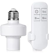 Remote Control Light Socket, 15/30/60mins Timing Screw in E26/E27 Bulb Holder, No Wiring, Wall Mo...