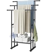 ELYKEN 3 Tier Standing Towel Rack, 40'' Tall Towel Drying Rack Outdoor, Freestanding Floor Towel ...