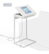 sthmec C Shaped End Table with Charging Station, 45° Tiltable Adjustable Flip Top Side Table with...
