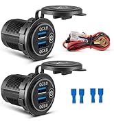 Anina 2pcs USB Charger Socket Dual QC 3.0 Quick Charge 3.0, Outlet Waterproof Charger with LED Vo...